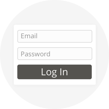 Email input, Password input, Log in button